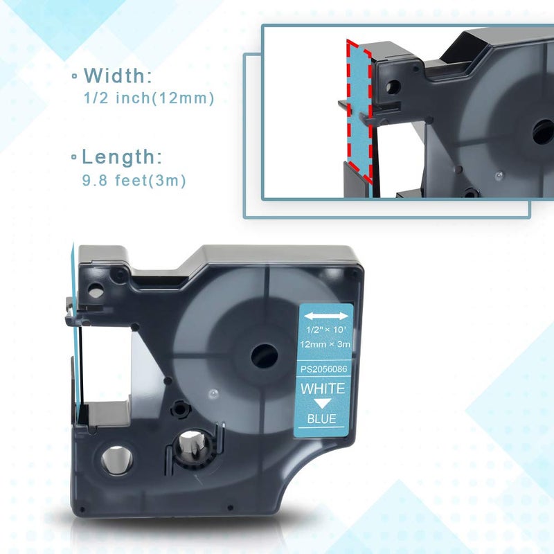 Pristar Compatible for DYMO COLORPOP Label Tape White Print on Blue/Pink/Purple Glitter 12mm 0.47" Work with DYMO COLORPOP! Label Maker, LabelManager 160 280 360D 420P PnP, 1/2 In x 10 Ft (3m), 3-Pack - Image 2